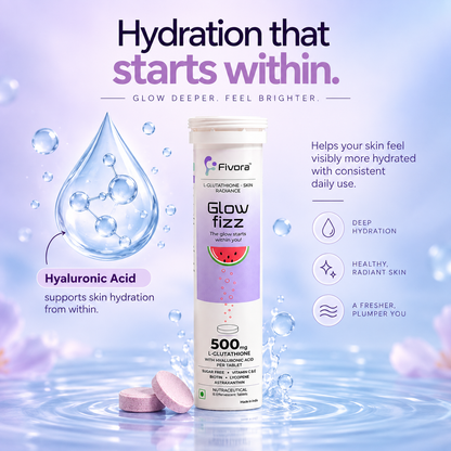 Fivora Glow Fizz — L-Glutathione Effervescent Tablets with Hyaluronic Acid (15 Tabs)