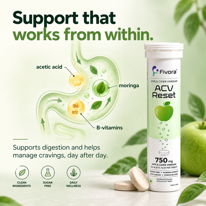 Fivora ACV Reset — Apple Cider Vinegar Effervescent Tablets (15 Tabs)