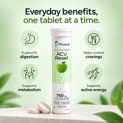 Fivora ACV Reset — Apple Cider Vinegar Effervescent Tablets (15 Tabs)