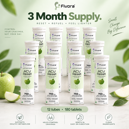 Fivora ACV Reset — Apple Cider Vinegar Effervescent Tablets (15 Tabs)