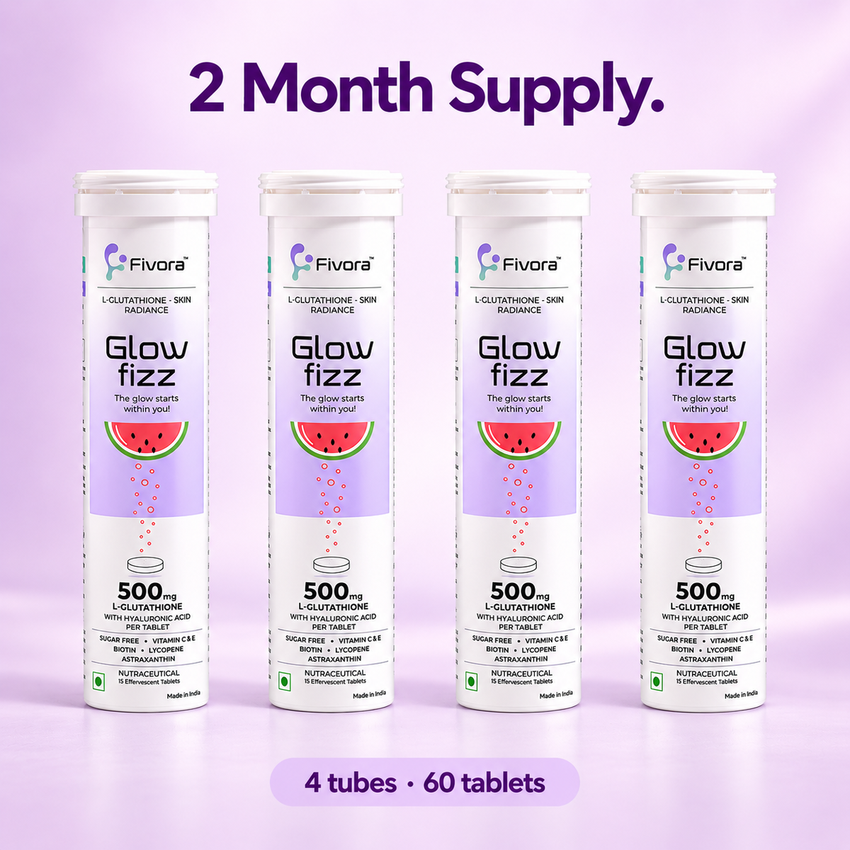 Fivora Glow Fizz — L-Glutathione Effervescent Tablets with Hyaluronic Acid (15 Tabs)