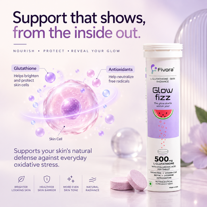 Fivora Glow Fizz — L-Glutathione Effervescent Tablets with Hyaluronic Acid (15 Tabs)