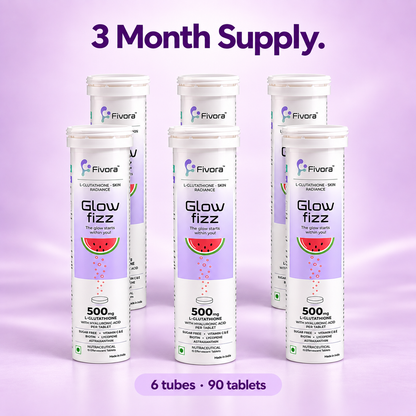 Fivora Glow Fizz — L-Glutathione Effervescent Tablets with Hyaluronic Acid (15 Tabs)